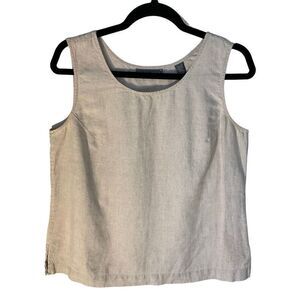 Kate Hill 100% Linen Tank Top, PL. Wheat. Capsule Wardrobe